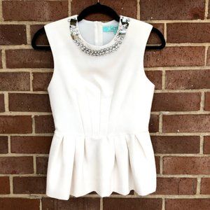 White Peplum Top